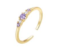 Wycian Anello da sposa moderno in oro giallo 9/14 carati, Au375/Au585, 3 x 3 mm, forma rotonda, ametista, per lesbiche, classico, 18 (18,5), Oro giallo 14 carati, Ametista