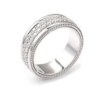 Wycian Anello da Uomo Anelli Fidanzamento Oro Bianco 14K Moissanite Intarsiato con Moissanite Misurare 8 Elegante per Unisex Laurea Gioielli