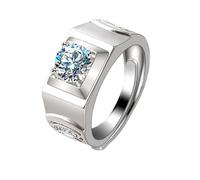 Wycian Anello da Uomo Elegante Anello Oro Bianco 18K Diamante da Laboratorio Largo 4 Punte Tonde 1CT Misurare 31 Aggiornamento 3.0 per Uomini Compleanno Gioielli