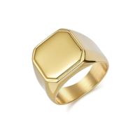 Wycian Anello da uomo in acciaio inossidabile, gioielli segnalibro lucidato, 16 mm, in oro con pietra preziosa misura 60, No Gemstone