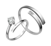 Wycian Anello da uomo in argento 925 con zirconi e fiocco, regolabile, popolare per coppia, unisex, zia, Verstellbar, argento sterling S925, Zirconia cubica