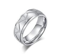 Wycian Anello da uomo in argento, anello da uomo in acciaio inox con disegno ad arco obliquo, anello di promessa per sposa e sposo, 60 (19.1), Acciaio inossidabile, Non pietra preziosa