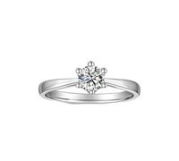 Wycian Anello dell'amicizia con incisione, in argento da donna, in oro bianco 18 carati, con moissanite a 6 denti e moissanite, misura 50 (15,9), popolare per la mamma, l'anniversario