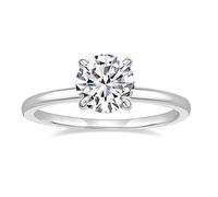 Wycian Anello dell'amicizia con incisione Moissanite, 9 K/14 K, Au375/Au585, 7,5 x 7,5 mm, forma rotonda, moissanite, 62 (19.7), Oro bianco 14 carati, Moissanite