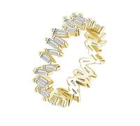 Wycian Anello dell'amicizia con le migliori amiche, in oro giallo 9 K/14 K, Au375/Au585, forma trapezoidale, moissanite, 21 (19,4), oro giallo 9 K, Moissanite