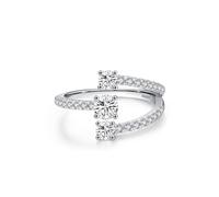 Wycian Anello dell'amicizia da donna, 925, 1,6 mm, con zirconi, anello aperto a tre strati, con zirconi, misura 49 (15,6), per mamma e matrimonio, 20 (19,1), Argento sterling, Zirconia cubica