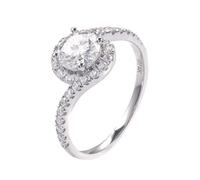 Wycian Anello dell'amicizia da donna, in argento, semplice oro bianco 9 carati, moissanite, 4 denti, rotondo, con moissanite, misura 45 (14,3), popolare per l'incisione della zia del Ringraziamento