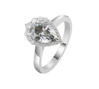Wycian Anello dell'amicizia da donna in oro bianco 50 18 carati, con lacrima di moissanite, misura 50 (15,9), semplice per lesbiche matrimonio incisione