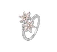 Wycian Anello dell'amicizia da donna, in oro bianco 750, 9 carati, Au375/Au585/Au750, con fiore di moissanite, misura 45 (14,3), classico, personalizzabile, 57 (18.1), Oro bianco 18 carati, Moissanite