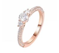 Wycian Anello dell'amicizia da donna, in oro rosa, 9 carati, con moissanite, misura 50 (15,9)