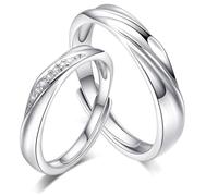 Wycian Anello dell'amicizia da uomo, in argento 925, regolabile, aggiornamento 3.0, per coppia, unisex, sorella, fidanzamento, Verstellbar, argento sterling S925, Nessuna pietra preziosa