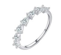 Wycian Anello dell'amicizia Rune Moissanite da donna, 9 K/14 K, Au375/Au585, a forma di pera, moissanite, semplice idea regalo, 16 (17,8), Oro bianco 14 carati, Moissanite