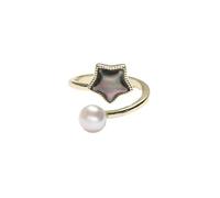 Wycian Anello dell'amicizia singolo anello oro boho lega perla pentagramma perla misura regolabile per donna festa della mamma, Einstellbar, Metallo, Perla