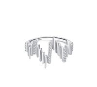 Wycian Anello di fidanzamento 925, 1,8 mm, con zirconi, linee verticali irregolari, misura 49 (15,6), per mamma e matrimonio, 20 (19,1), Argento sterling, Zirconia cubica