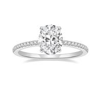 Wycian Anello di fidanzamento da donna, classico, anello Moissanite, 9 K/14 K, Au375/Au585, 8 x 10 mm, forma ovale, moissanite, idea regalo, 47 (15.0), Oro bianco 14 carati, Moissanite