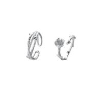 Wycian Anello di fidanzamento da donna e da uomo, in argento 925, con spine e rose, regolabile, alla moda, per coppia, unisex, sorella, fidanzamento, Verstellbar, Argento sterling, Nessuna pietra