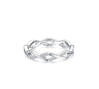 Wycian Anello di fidanzamento da donna, in argento 925, 3 mm, con zirconi semplici, a croce cava, misura 49 (15,6), per fidanzamento, 14 (17,2), Argento sterling, Zirconia cubica