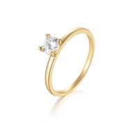 Wycian Anello di fidanzamento da donna in oro giallo 9 K/14 carati, Au375/Au585, 5 x 5 mm, forma rotonda, moissanite, 57 (18.1), Oro giallo 14 carati, Moissanite