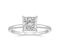 Wycian Anello di fidanzamento da donna, largo, moissanite, 9 K/14 K, Au375/Au585, 7 x 7 mm, forma quadrata, moissanite, 20 (19,1), Oro bianco 9 K, Moissanite