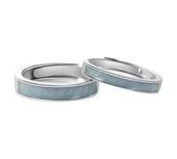 Wycian Anello di fidanzamento da uomo e da donna, in argento 925, personalizzabile, in ceramica con inserto a nastro, regolabile, alla moda, per coppia, unisex, per sorella, fidanzamento, Verstellbar