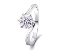 Wycian Anello di fidanzamento in platino, da donna in oro bianco 14 K/18 carati, 1 misura 45 (14,3) per fidanzamento, 6, Oro bianco 14 car, Moissanite