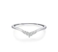 Wycian Anello di fidanzamento Incisione Anello in Argento Matrimonio 1,1 mm Fila a V di Piccoli Zirconi Dimensione per Moglie Popolare, 51.5, Argento sterling, Zirconia cubica