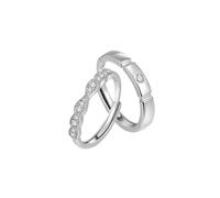 Wycian Anello di fidanzamento per uomo e donna, in argento 925, con zirconi, regolabile, popolare per coppia, unisex, sorella, San Valentino, Verstellbar, argento sterling S925, Zirconia cubica