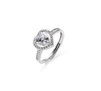 Wycian Anello di fidanzamento Queen con gemme in lega, 11 mm, argento a forma di cuore, 5,5 x 5,5 mm, misura regolabile per la festa della mamma del papà, Einstellbar, Metallo, Zirconia cubica