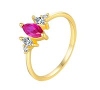 Wycian Anello di fidanzamento Queen Oro giallo 9 K/14 K Au375/Au585 3,5 X 7 mm Marquise Rubin Rubino anello per zia elegante gioielli, 45 (14.3), Oro giallo 14 carati, Rubino