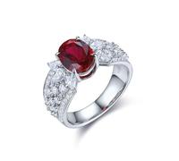 Wycian Anello di fidanzamento Unique Anello da dito in argento Sterling 925 Ruby creato 4 artigli con rubino sintetico ovale, misura 14 (17,2), popolare per donna fidanzamento personalizzato