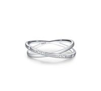 Wycian Anello di fidanzamento Unique Anello di fidanzamento da donna in argento 925, 1,7 mm, con zirconi a doppio strato, misura 49 (15,6) per matrimonio, 14 (17,2), Argento sterling, Zirconia cubica