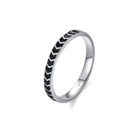 Wycian Anello di fidanzamento Unique Anello di fidanzamento in argento 925 2,6 mm nero zirconi forma freccia misura 49 (15,6) per la festa della mamma del papà, 49 (15.6), Argento sterling, Zirconia