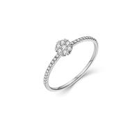 Wycian Anello Diamante Uomo Anello Donna Oro Bianco 14 Carati Semplice Fiocco di Neve a Forma di Cuore con Diamante Rotondo da 0,2 CT Numero 13 Solido Non Placcato Popolare per Sorella San Valentino