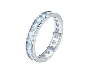 Wycian Anello Donna Argento Sterling S925, Forma rettangolare rotonda con riflessi azzurri Zircone Anello in Argento con Pietra Taglia 14