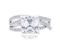Wycian Anello Donna Elegante Anelli di Fidanzamento Oro Bianco 9K Moissanite Infinito con Moissanite Misurare 21 Moda per Signore San Valentino Gioielli