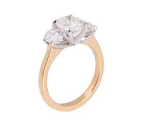 Wycian Anello Donna Elegante Anello Oro 14K Donna Moissanite con 3 Pezzi di Moissanite Ovale da 2 Carati Misurare 13 Premio per Zia Fidanzamento Gioielli