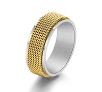 Wycian Anello Donna Fascia, Anello Oro Matrimonio Titanio Taglia 25 8mm Maglia Intrecciata Girevole Personalized Regalo per Fidanzata Birthday Gioielli