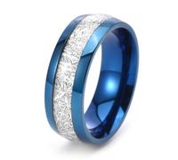 Wycian Anello Donna Fidanzamento, Anello Fidanzamento Blu Titanio Taglia 22 8mm Seta Semplice Custom Regalo per Migliore Amico Valentines Day Gioielli