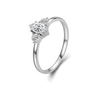 Wycian Anello Donna Oro Bianco 18K Anello Fede Donna Nuziale Moissanite con 3 Pietre di Moissanite Marquise Misurare 17 Popolare per Moglie Nozze Gioielli