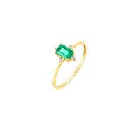 Wycian Anello Donna Verde Anelli Oro Giallo Donna 18Kt Elegante e Sottile con Smeraldo Rettangolare da 0,7 CT e Diamante Numero 25 Solido Non Placcato Moda per Signore Nozze Gioielli