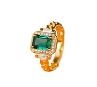 Wycian Anello Donna Verde Anello Uomo Oro Giallo 14K Catena di Lusso con Design Rettangolare in Smeraldo da Laboratorio da 1,5 CT con Moissanite Numero 20 Moderno per Signore San Valentino Gioielli