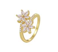 Wycian Anello Donna Vintage Anelli Donna Oro Giallo 18K 750 AU750 Moissanite Fiore Misurare 10 Aggiornamento 3.0 per Moglie Nozze Gioielli