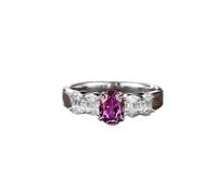 Wycian Anello Donna Viola Anelli Fidanzamento Oro Bianco 9K Elegante Zaffiro Viola Ovale a 4 Griffe da 1,2 CT con Moissanite Numero 15 Solido Non Placcato Popolare per Moglie San Valentino Gioielli
