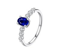 Wycian Anello Donna, Zircone cubico di forma ovale rotonda con riflessi blu Argento Argento Sterling S925 Anello Pietra Ovale Zircone Taglia 20