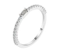 Wycian Anello Eternity Anelli di Fidanzamento Oro Bianco 9K Moissanite Sottile con Moissanite Rettangolare Misurare 11 Moda per Sorella Anniversario Gioielli