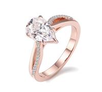 Wycian Anello Eternity Anello con La Pietra Moissanite Oro Rosa 14K Lacrima Misurare 11 Aggiornamento 3.0 per Signore Festa Della Mamma Gioielli
