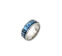Wycian Anello Eternity, Anello di Fidanzamento Blu Titanio Taglia 27 8mm Girevole con Numero e Lettera Custom Regalo per Figlia Valentines Day