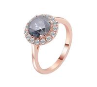 Wycian Anello Fidanzamento Vintage Anello con La Pietra Moissanite Oro Rosa 9K Rotondo con Moissanite Grigia 2CT Misurare 8 Moda per Signore San Valentino Gioielli