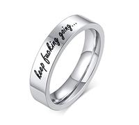 Wycian Anello in argento unisex, in acciaio inox, da donna, con scritta "Weiter Verdammt Noch Mal, Versprechen", per sposa e sposo