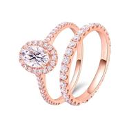 Wycian Anello in oro rosa 750, anello in oro rosa 18 carati, moissanite 1CT 5 x 7 mm, forma ovale, misura 58 (18,5) per donna, San Valentino, 8.5, oro rosa 18 K, Moissanite